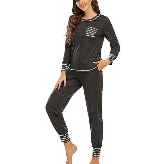 BONIXOOM Christmas Pajamas For Couples Girls Christmas Pajamas Sleepwear None Long Sleeve Solid Sleepwear Sets Dark Gray L