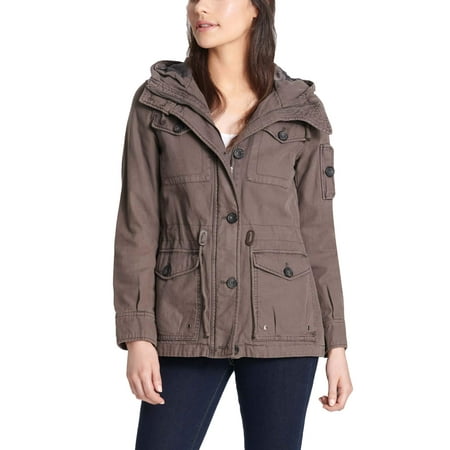 Levi's Women's Cotton Four Pocket Hooded Field Jacket, Grey, Medium ...