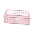 thumbnail image 1 of Cesta de almacenamiento de escritorio perfecl de rejilla de hierro rosa, 1 of 8