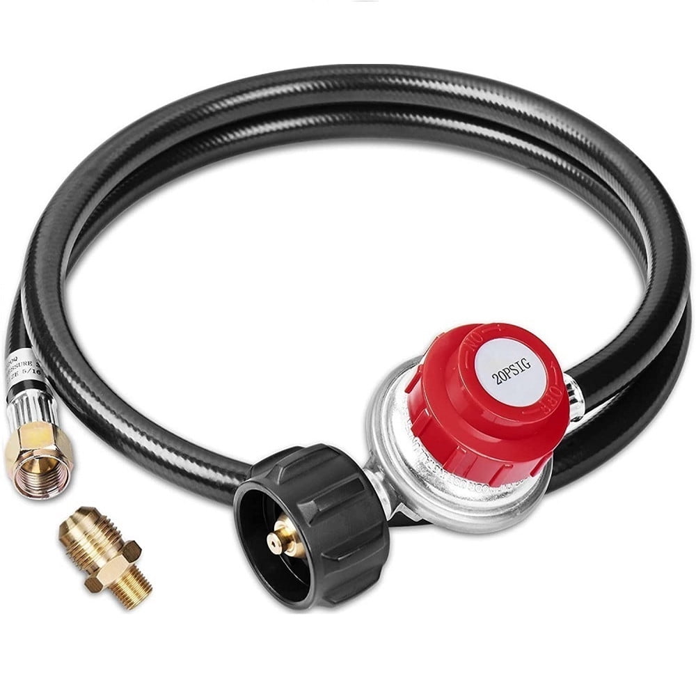 Leak Detector Fit for Gas Grill GasSaf 5FT Propane Tank Extension Hose with Gauge heaters & All Propane Appliances,Acme to Male QCC/POL Fittings 
