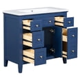 thumbnail image 3 of 36" Bathroom Vanity with Sink Combo, Modern Bathroom Storage Cabinet with 6 Drawers & 2 Cabinets, Solid Wood Frame Vanity Set, Freestanding Bathroom Vanity, 3 of 9