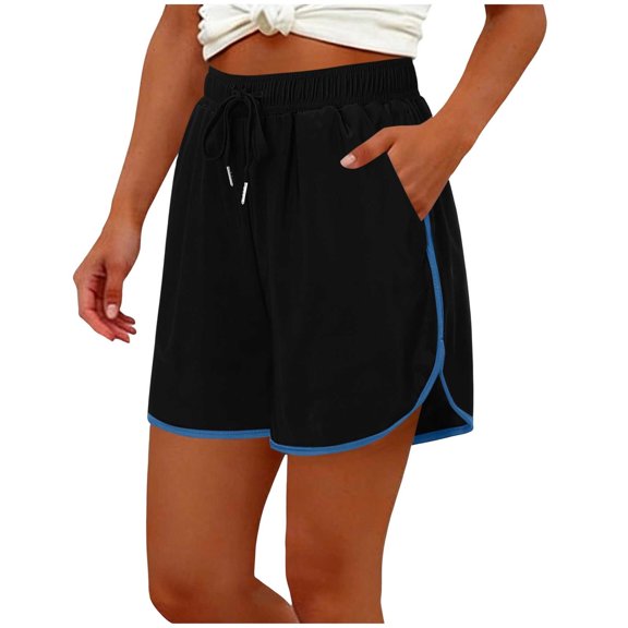 Hurxie Womens Casual Sweat Shorts Summer Lounge Shorts Drawstring Athletic Workout Shorts with Pockets Light Blue,2XL