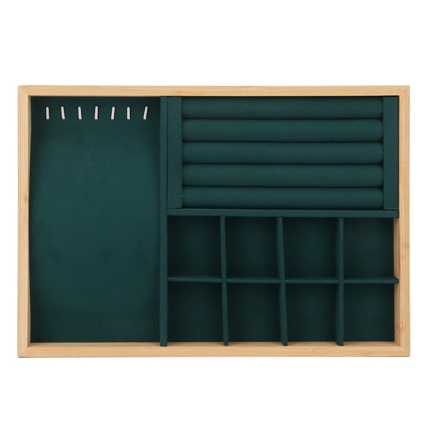 Inserto De Cajón De Joyería, Bandeja De Exhibición De Joyería Elegante Madera Multiusos De Triple Uso Para Pulsera Para Collar Para Pendiente ANGGREK Verde