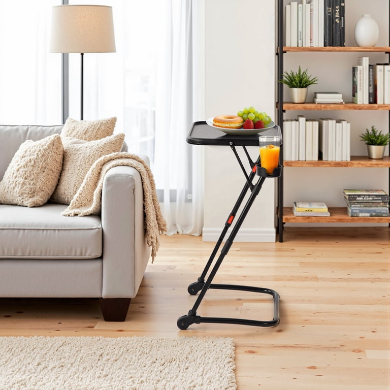 Homy Casa Folding TV Tray Table with Cup Holder, Adjustable Snack