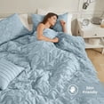 thumbnail image 4 of Regency Heights Full/Queen Comforter Set Blue, 4 Pieces Pucker Woven Comforters Full/Queen Size, Solid Bedding Comforters Sets, 4 of 8