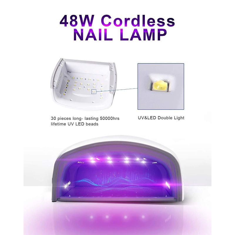 Audessy 48W UV LED Nail Lamp, Nail Dryer for Gel Polish, 4 Timers UV Nail Lamp Professional Nail Light, White