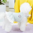 thumbnail image 3 of LYMAYTER Lace Hem Checkered Pattern Button Decor Spring Summer Pet Cartoon Embroidered Lace-up Design Puppy Sling Skirt Cute Pet, 3 of 7