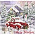 thumbnail image 2 of JOOCAR Christmas Shower Curtain for Bathroom, Vintage Red Retro Truck Shower Curtains in Bath, Snowflake Holiday Bathroom Shower Curtains Snowman Winter Waterproof 72x72, 2 of 6