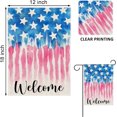 thumbnail image 2 of Welcome July 4th Patriotic Watercolor Decorative Garden Flag, Blue Pink Stars Stripes America USA Independence Day Yard Outside Decorations, American Outdoor Small Home Decor Double Sided 12x18, 2 of 6
