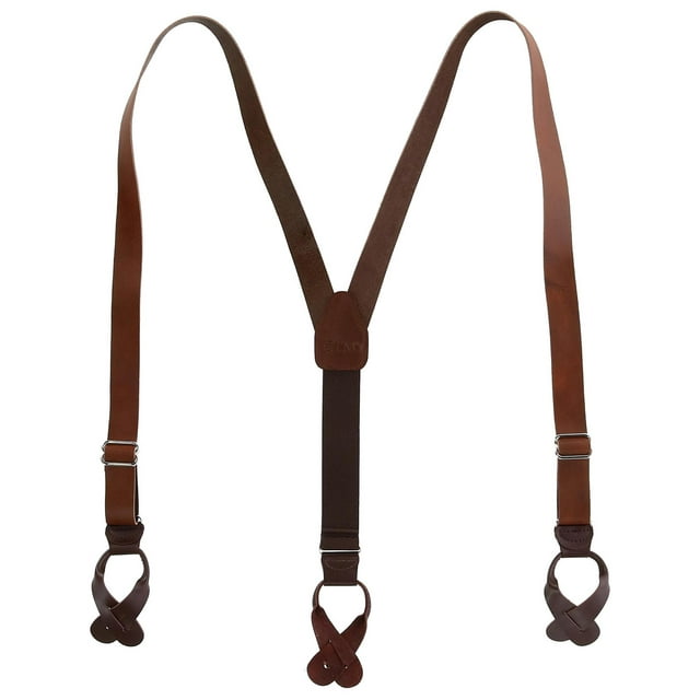 CTM® Coated Leather Button-End 1 Inch Suspenders (Men's)