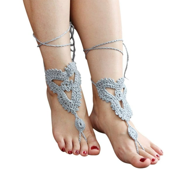 Crocheted Barefoot Sandal Knitted Foot Jewelry Yoga Anklet