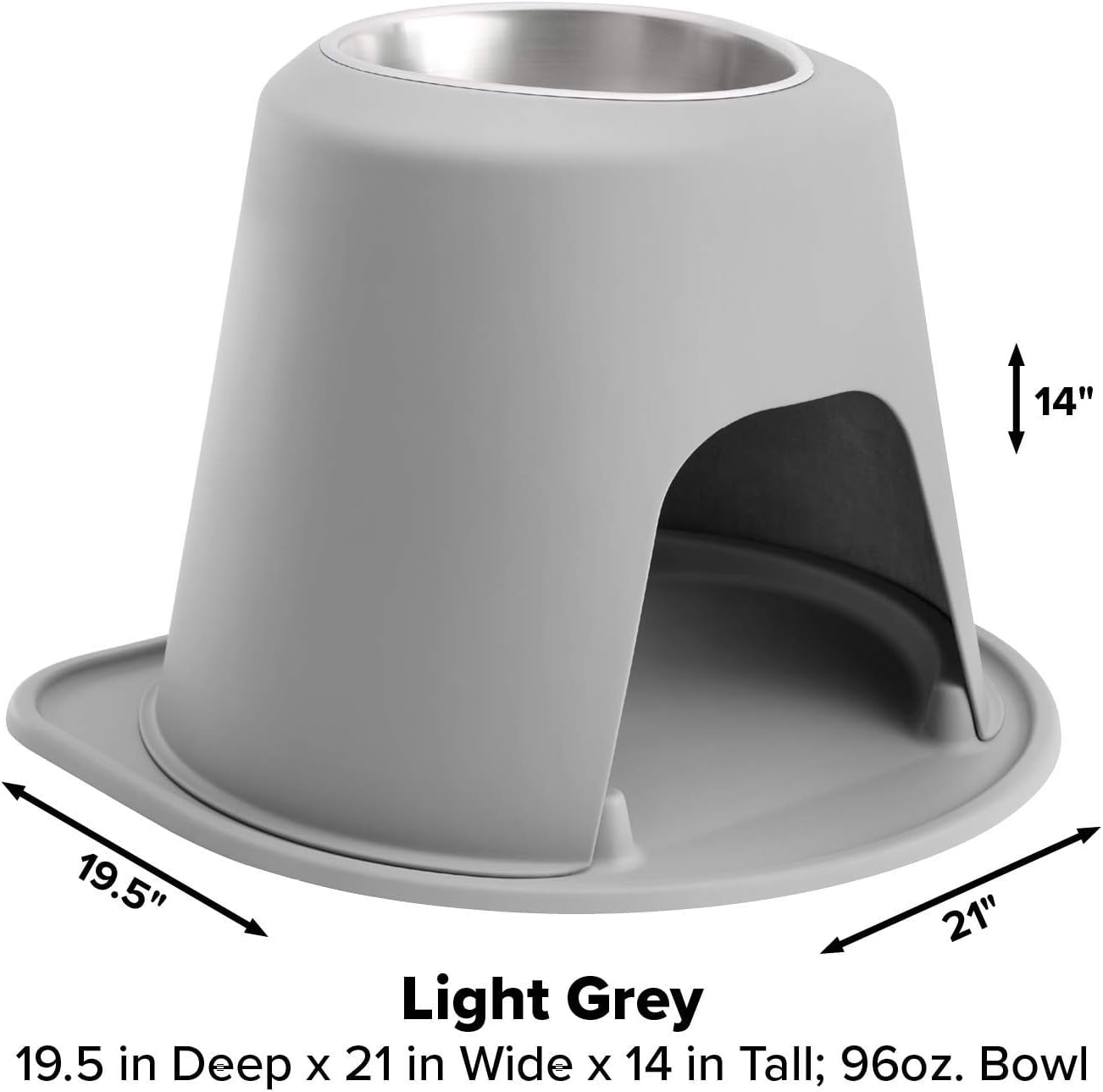 WeatherTech Single High Pet Feeding System - Raised Dog/Cat Bowl - 14" High Stand Light Grey (SH9614LGLG)