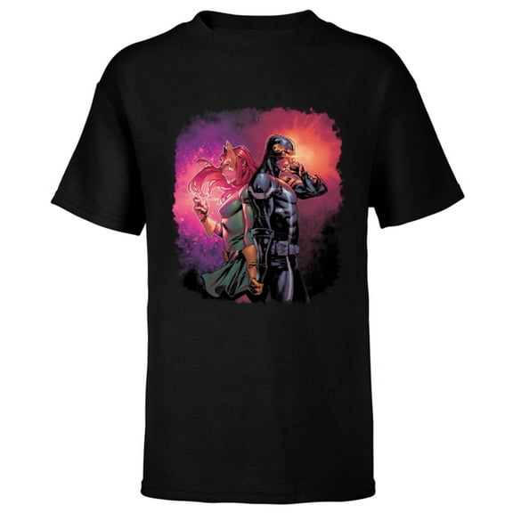 Marvel X-Men Cyclops & Jean Grey Variant Valentine's Day - Short Sleeve T-Shirt for Kids – Customized-Black