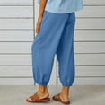thumbnail image 4 of Qulqfy Straight Leg Women's Pants 2025 Baggy Blue Split Drawstring Casual Pants Lightweight Pants for Women XL, 4 of 6
