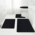 thumbnail image 6 of Dianli Bathroom Rug Set 4 Piece Foam Bath Mat Non Slip Latex Bottom Soft Absorbent Washable Bathroom Mats Toilet Rugs Plush Thick Universal Carpet Easy Dry Complete Set Dark Color, 6 of 9