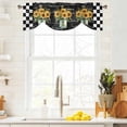 thumbnail image 3 of Sunflower Tie Up Valance Curtains for Windows, Kitchen Curtains Window Treatments, Black White Check Farmhouse Bee Vase Floral Short Window Shades Valances for Bedroom Bathroom Cafe 54"x18", 3 of 8