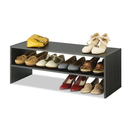 Whitmor Stackable 31" Extra Wide 2 Tiers, 9-Pair of Shoes Closet Storage Organizer, Espresso