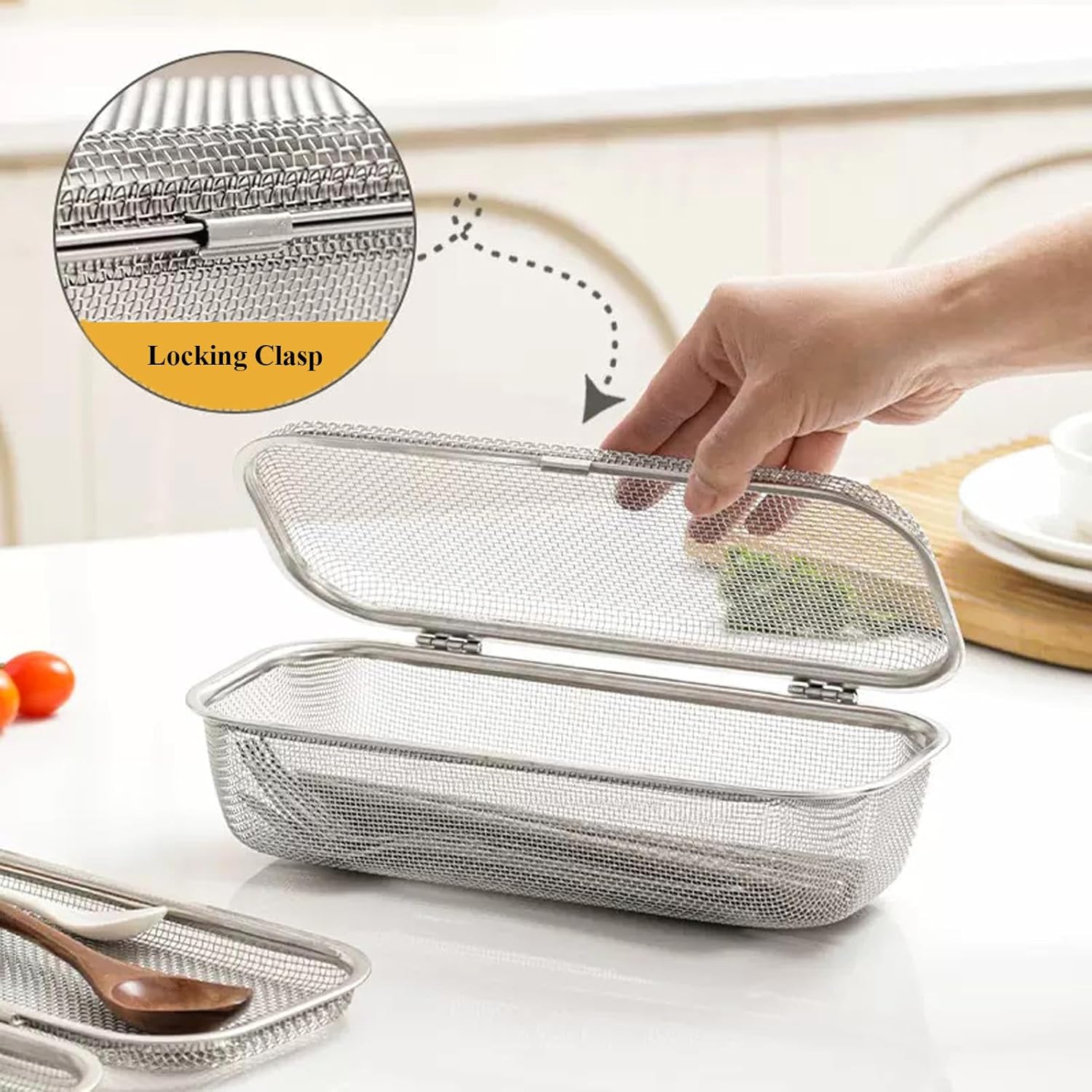 ABPETE Dishwasher Basket, Stainless Steel Dishwasher Basket for Small Items, Dishwasher Chopstick Silverware Basket, Chopstick Holder for Dishwasher