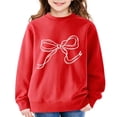 thumbnail image 2 of DJDLJWCJ Big Girls Long Sleeve Sweatshirts Crewneck Fleece Lined Pullover Relaxed Fit Soft Winter Warm Tops Red Size 3-4Years, 2 of 8