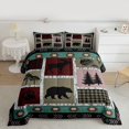 thumbnail image 2 of jejeloiu Kawaii Bear Paws Bedding Comforter Set,Rustic Farmhouse Cabin Twin Comforter Sets,Patchwork Checkered Retro Aztec Bedding Set For Kids,Breathable Home Decor Reversible,2 Pieces, 2 of 8