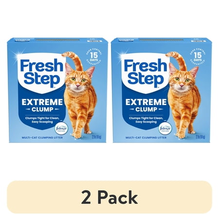 (2 pack) Fresh Step Extreme Clump Multi-Cat Clumping Cat Litter, Febreze Freshness Scent, 22 lb Box