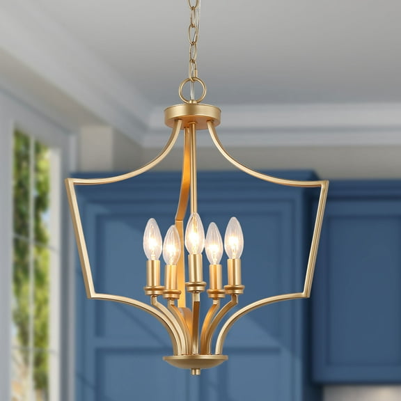 LNC 5-Light Modern/Contemporary Gold Metal Chandelier,LED Kitchen Island Light