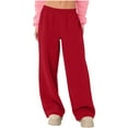 thumbnail image 6 of ClodeEU Wide Leg Sweatpants for Women,Low Rise Elastic Waistband Pants,Trendy Baggy Lounge Pants Red,Womens Plus XL, 6 of 8