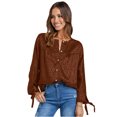 thumbnail image 4 of VISgogo Blusa de Mujer Leopardo Estampado Jacquard Botones Cuello Redondo Manga Larga Casual Camisas VISgogo moda, 4 of 9