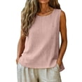 thumbnail image 2 of Cotton Linen Tank Tops for Women Lightweight Crew Neck Sleeveless Summer Shirts Gauze Loose Causal Athlete Camisole 2026 Pink S, 2 of 5