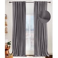 thumbnail image 1 of Cortinas 100% opacas de lino, 50 x 213 cm, 2 paneles, gris oscuro, 1 of 7