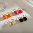 thumbnail image 3 of Nvzi Pendientes de acero de titanio con goteo de aceite de colores, sencillos y versátiles, pendientes de acero inoxidable chapados en oro de alta gama (negro), 3 of 5