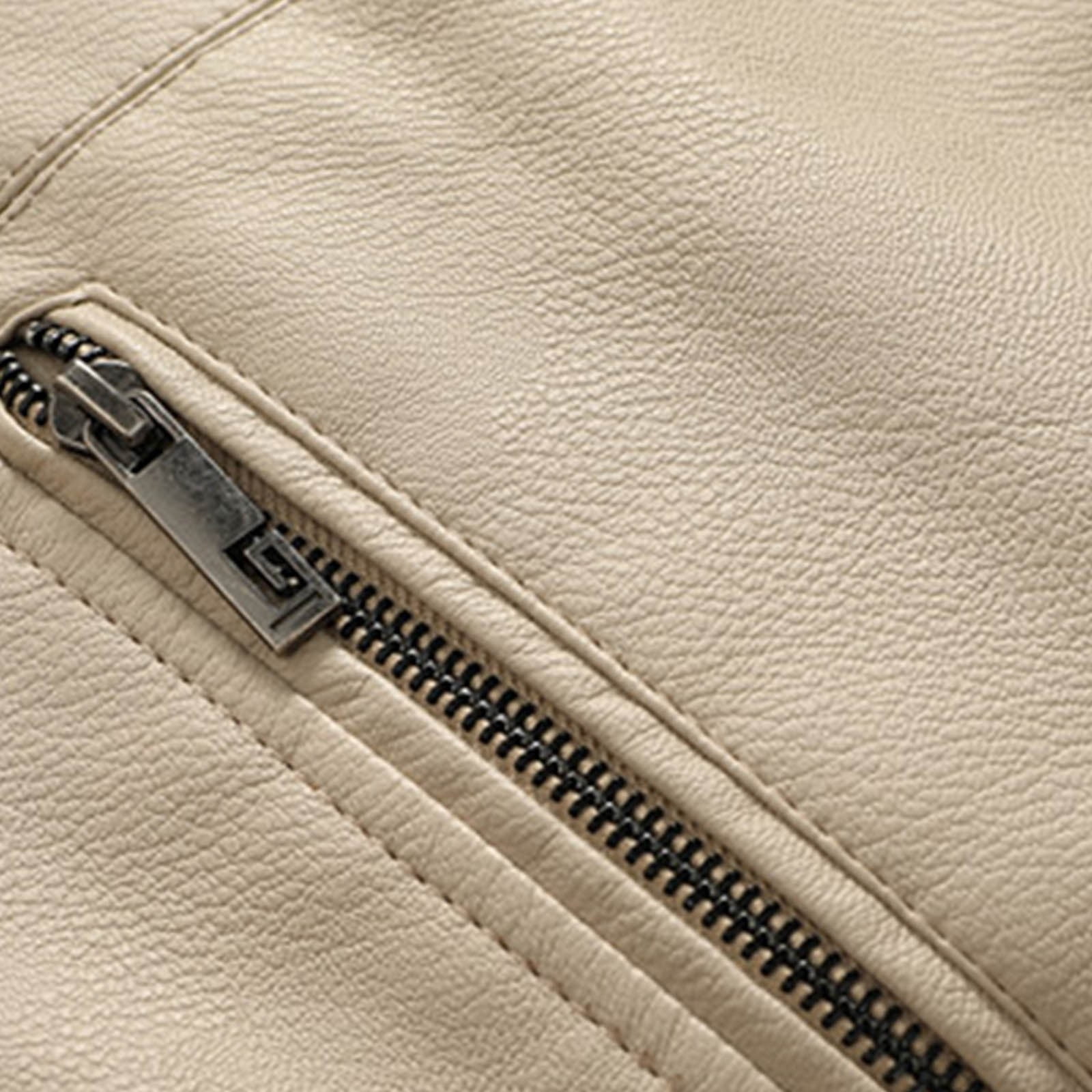 SwiftWear Men's Faux Leather Jacket Fashion Casual Solid Color Zipper Pockets Long Sleeve Hooded Motorcycle Jacket PU Bomber Coat White XL