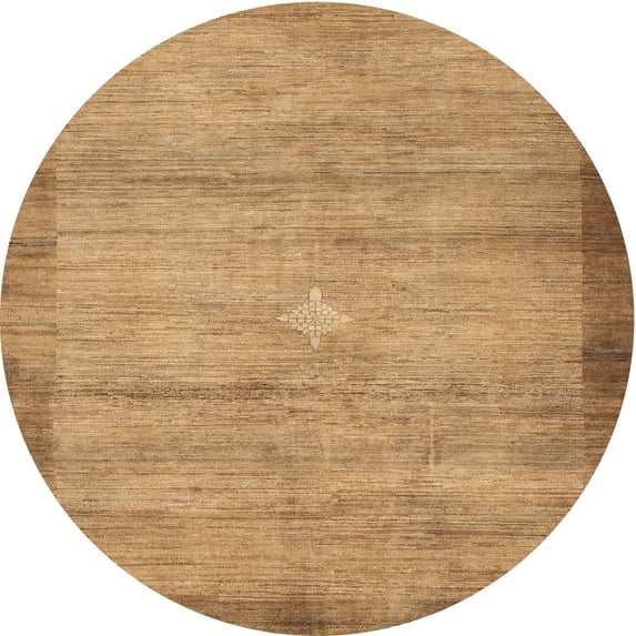 Ahgly Company Indoor Round Contemporary Orange Abstract Area Rugs, 5' Round