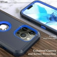 thumbnail image 3 of NIFFPD iPhone 12 /12 Pro Case, Heavy Duty Magnetic Kickstand Car Mount Protection Phone Case Cover for iPhone 12 /12 Pro Dark Blue&Blue, 3 of 5