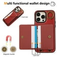 thumbnail image 4 of for iPhone 11 Pro Wallet Case with Card Slots, Hand Wrist Strap Rotate Ring Design, Finger Grip Ring PU Leather Magnetic Button Shockproof Purse Phone Cover for iPhone 11 Pro, Red, 4 of 7