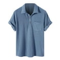 thumbnail image 2 of Nnhblu Men Polyester Short Sleeve Turndown collar Hawaii Summer Blouses Light blue S, 2 of 3