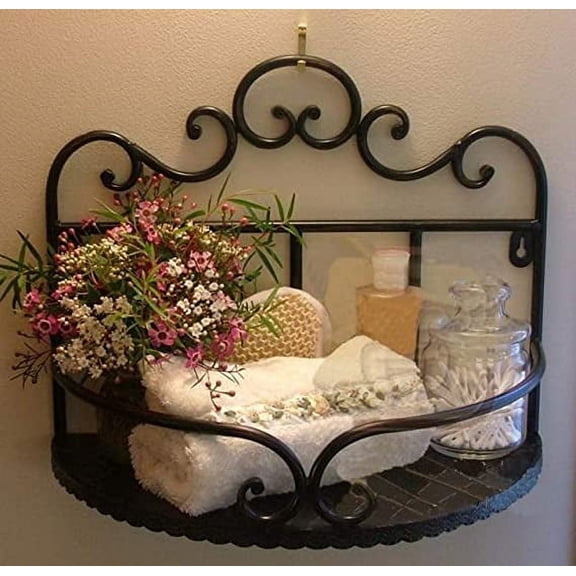 Nvzi 1 Tier Bathroom Iron Black Wall Mounted Shelf Iron Rustic Wall Shelf Organize