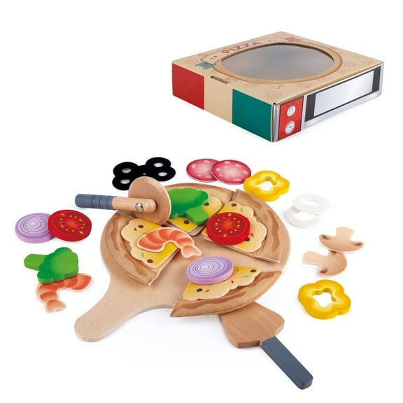 Hape Kitchen Perfect Pizza Food Playset, 2-In-1 Pizza Oven & Delivery Box, 29 Pieces