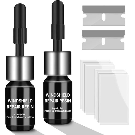 Glass Repair Kit, Windshield Crack Repair kit, Quick Repair Scratch Chip Cracks Repair Kit(2 Pack)