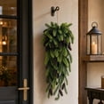 thumbnail image 3 of 2PCS 30" Artificial Cedar Christmas Teardrop Swag with Pine Cones, Full Faux Greenery Door Swag, Plastic Norfolk Pine Needle Teardrop Wreath for Mantle Fireplace Indoor Outdoor Holiday Decor, 3 of 7