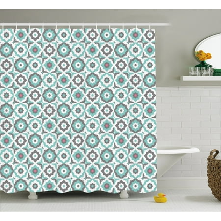 Quatrefoil Shower Curtain Old Fashioned Style Mosaic With Simple Quatrefoil Shower Curtain Old Fashioned Style Mosaic With Simple Pastel Daisies Spanish Flowers Fabric