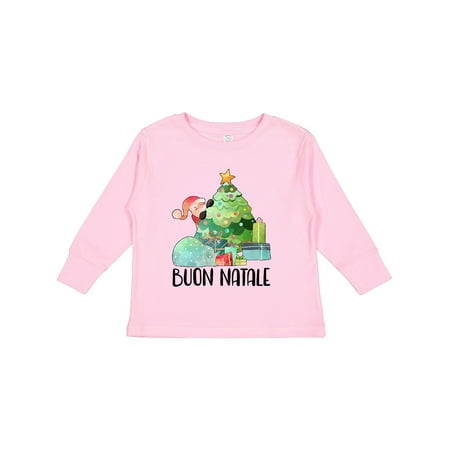 

Inktastic Buon Natale Cute Santa and Christmas Tree Gift Toddler Boy or Toddler Girl Long Sleeve T-Shirt