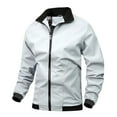 thumbnail image 2 of Yiliang Mens Motorcycle Biker Bomber Jacket Warm Winter Zip Up Jacket Windbreaker Water Repellent Coat,White,2XL, 2 of 3