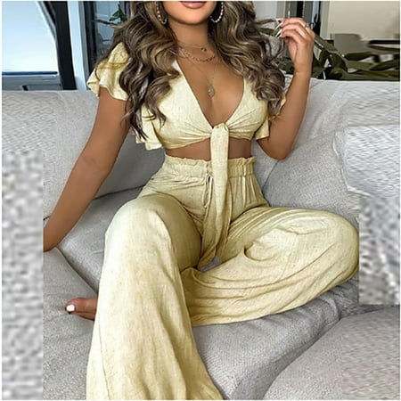 

Xizi 2021 New Ruffle Top Pleated Trousers Suit Leisure Pajamas Two-Piece Set
