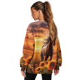 thumbnail image 4 of Yuyamidu Oversized Sweatshirt for Women Casual Sport Tops Loose Fit Pullover Horse Sunflower Crewneck Hoodie Sweatshirts with Pocket Long Sleeve Shirt Tees Yoga Running Hiking Clothing 3XL, 4 of 7