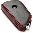 thumbnail image 5 of Vitodeco Genuine Leather Smart Key Fob Case Compatible with Volkswagen MK8 Golf GTI, ID4, Atlas (5-Button, Black/Red), 5 of 6