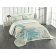 thumbnail image 3 of Ambesonne Black White Quilted Bedspread Set 3 Pcs, Cloudy Sailing Boat, Queen Size, Aqua Beige, 3 of 5
