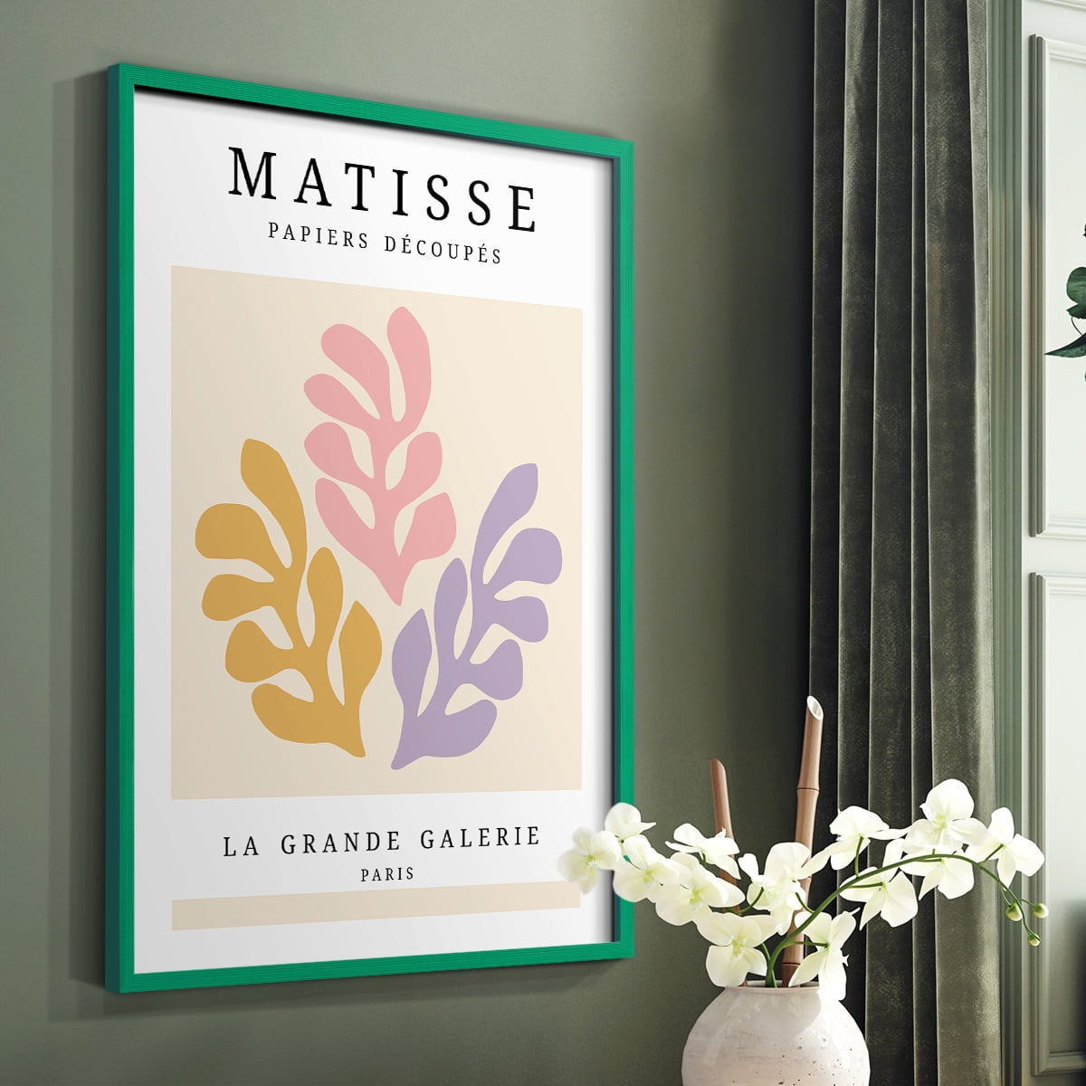 Matisse CCCLXXV in Green Solid Wood 22 x 28 Framed Print