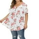 thumbnail image 3 of Camisa de mujer Camiseta de manga corta con estampado floral Blusa con cuello en V, Blanco, 3XL Vogacara AP002466-14, 3 of 4