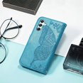thumbnail image 2 of for Samsung Galaxy A34 5G Wallet Case for Women Girls, Shiny Butterfly Flower PU Leather Cover with Card Slot Holder Flip Phone Case for Samsung Galaxy A34 5G Rhinestone Blue, 2 of 18